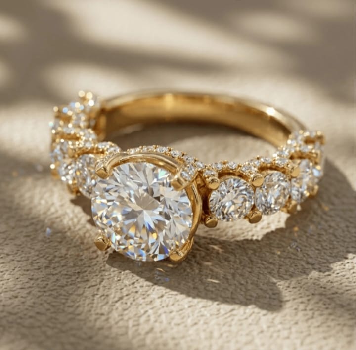 LADIES RING 14 CARAT GOLD LAB GROWN DIAMOND